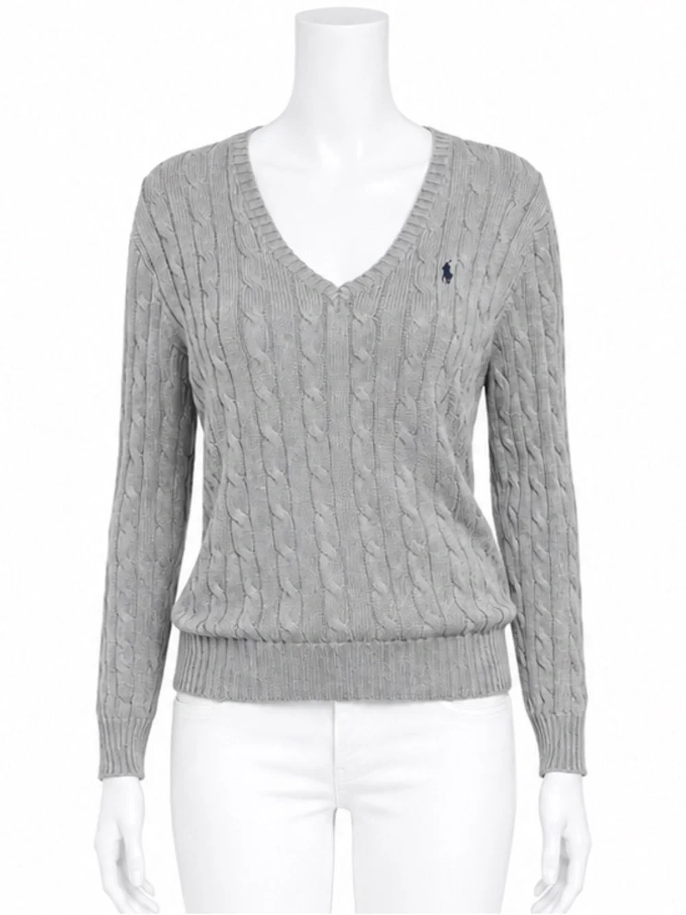 Polo by Ralph Lauren Womens Cable Knit Sweater - Light Grey - Picture 1 of 2